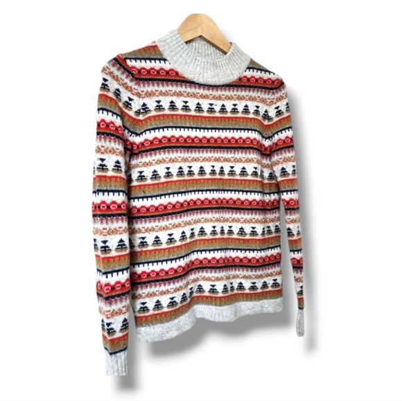 J.Crew Mock Neck Fair Isle Lamb's Wool Sweater  | XS - Picture 3 of 10